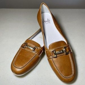 Amalfi By Rangoni Woman’s Leather Loafers Flats Brown Silver Sz 10 Made in Italy